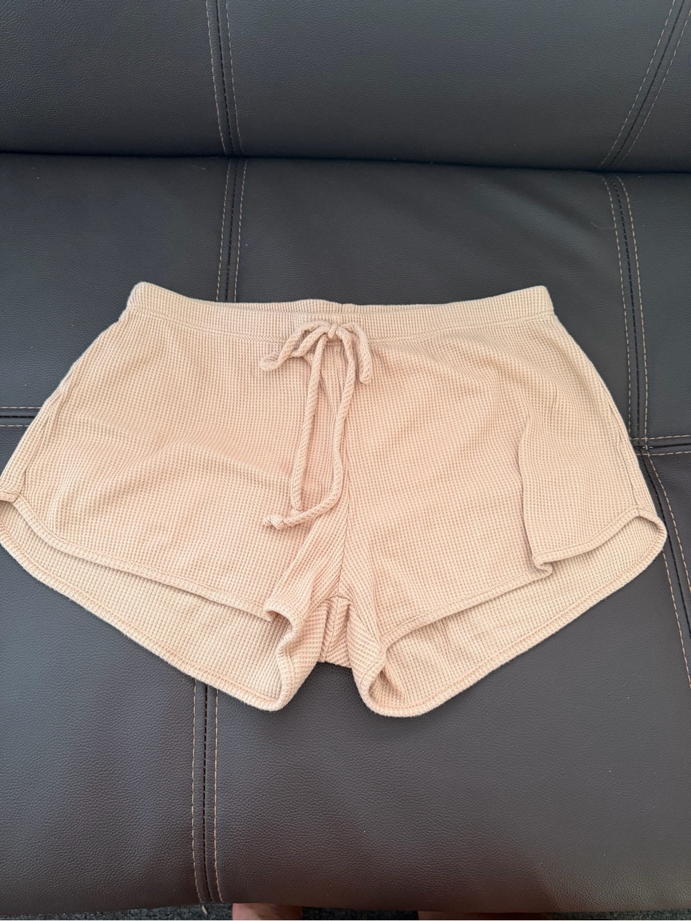 Women's Beige Waffle-Knit Lounge Shorts